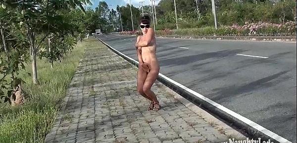  Naughty Lada poses nude near the train